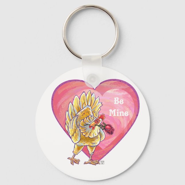 Chicken Valentine's Day Key Ring (Front)