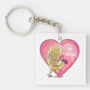 Chicken Valentine's Day Key Ring