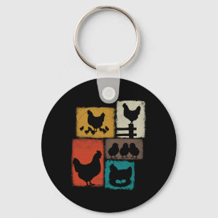 Chicken Vintage Collage Chickens Lover Farmer _1 Key Ring
