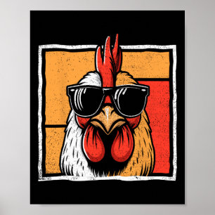 Chicken Vintage Funny Rooster Farmer Chickens Fath Poster