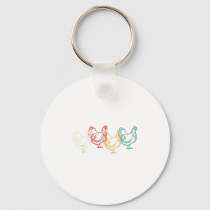 Chicken Vintage T Shirt Funny Poultry Farmer Gifts Key Ring
