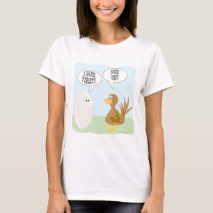 Chicken Vs Egg Funny Animal Cartoon Design T-Shirt