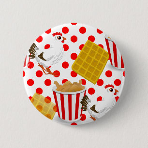 chicken waffles 6 cm round badge