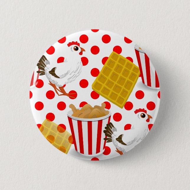 chicken waffles 6 cm round badge (Front)