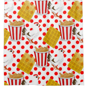 chicken waffles bathroom shower curtain
