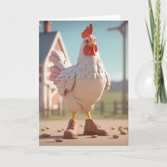 Chicken wearing Boots Card (Front)