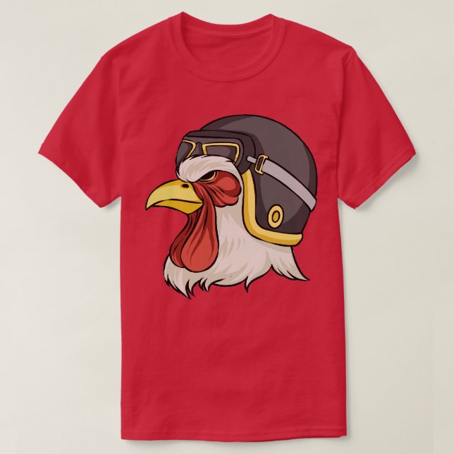 Chicken Wearing Helmet And Goggles Chickens Hens T-Shirt (Design Front)