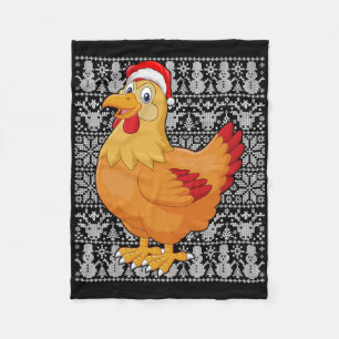 Chicken Wearing Santa Hat Men Women Kids Ugly Chri Fleece Blanket