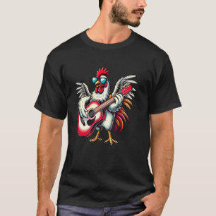 Chicken Wearing Sunglasses Playing Guitar Musician T-Shirt