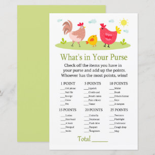 Chicken What's in your purse game baby shower