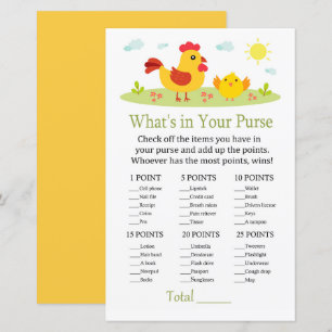 Chicken What's in your purse game baby shower
