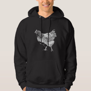 Chicken White Print Hoodie