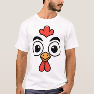 Chicken, Wide-eyed Funny Chicken Face Cartoon T-Shirt