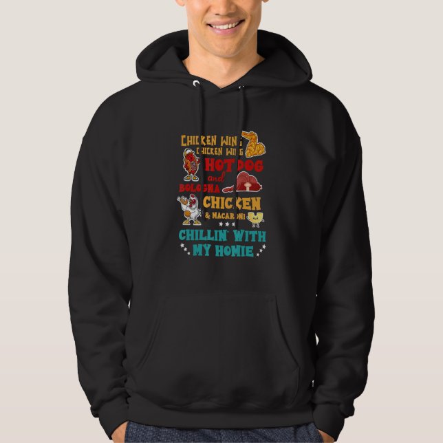 Chicken Wing Hot Dog And Bologna Chicken & Macaron Hoodie (Front)