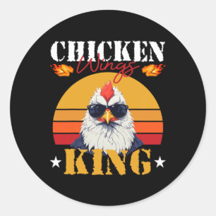 Chicken Wing King Retro Sunset Byrbeque Buffalo Bb Classic Round Sticker