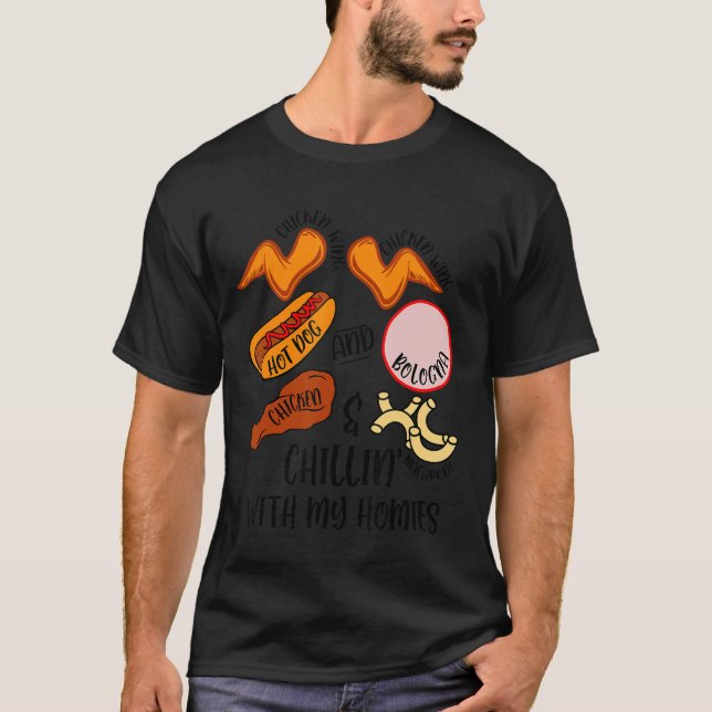 Chicken Wing Song Lyric Hot Dog Bologna Macaroni K T-Shirt (Front)