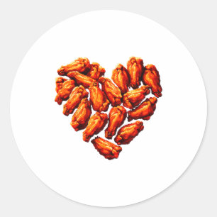 Chicken Wings Are My Valentine Heart Funny Valenti Classic Round Sticker