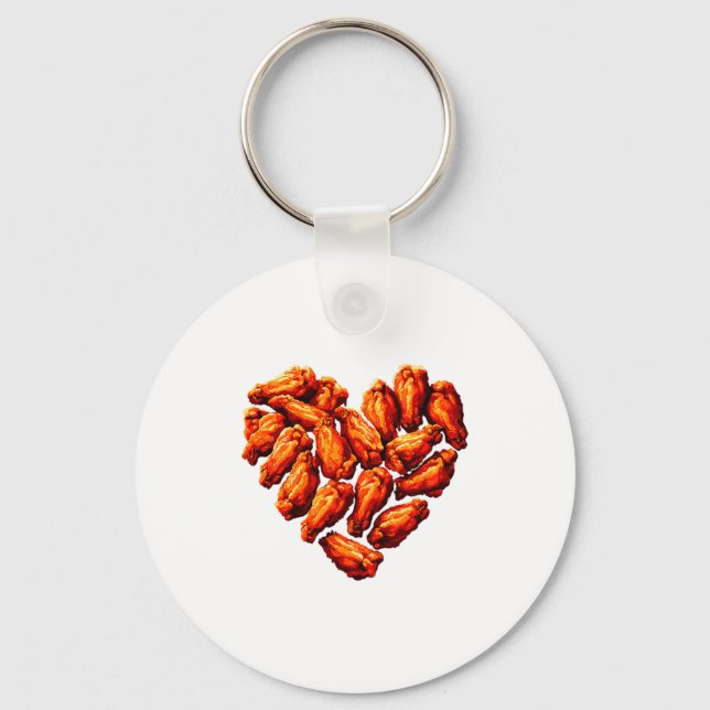 Chicken Wings Are My Valentine Heart Funny Valenti Key Ring (Front)