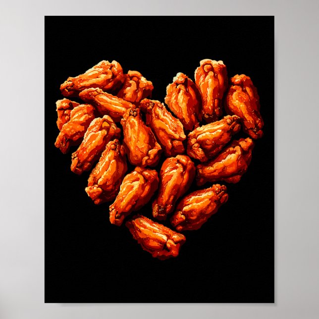 Chicken Wings Are My Valentine Heart Funny Valenti Poster (Front)