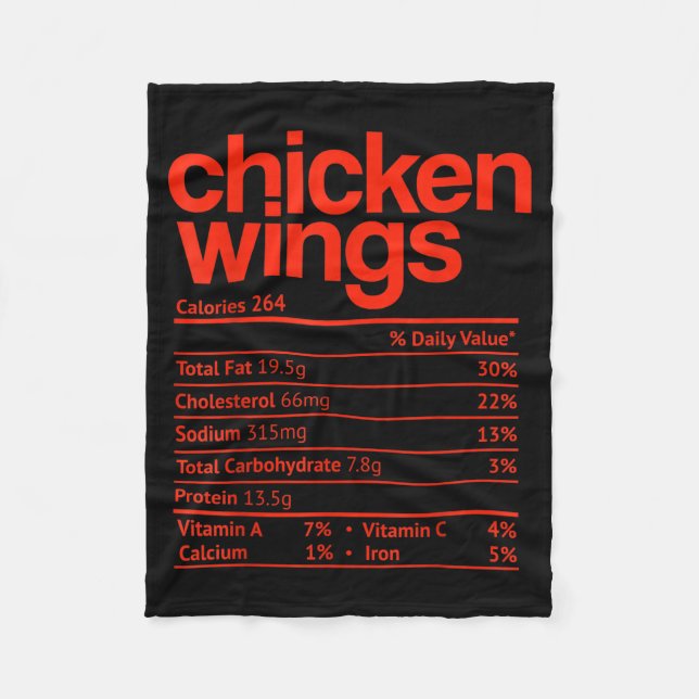 Chicken Wings Nutrition Fact Funny Thanksgiving Ch Fleece Blanket (Front)