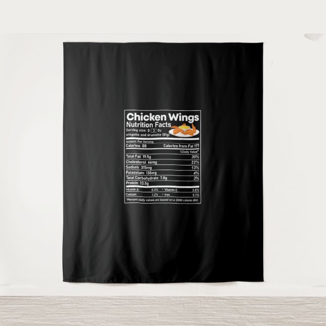 Chicken Wings Nutrition Fact Funny Thanksgiving Ch Tapestry (Front)