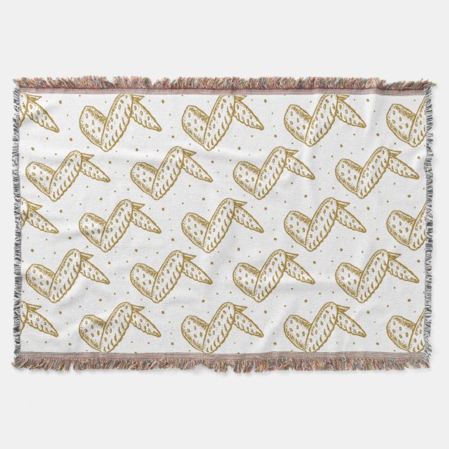 Chicken Wings on Polka Dot Background Throw Blanket (Front)