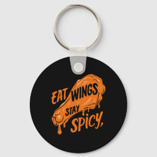 Chicken Wings Wing Hot Cooked Chicken Fast Food Key Ring