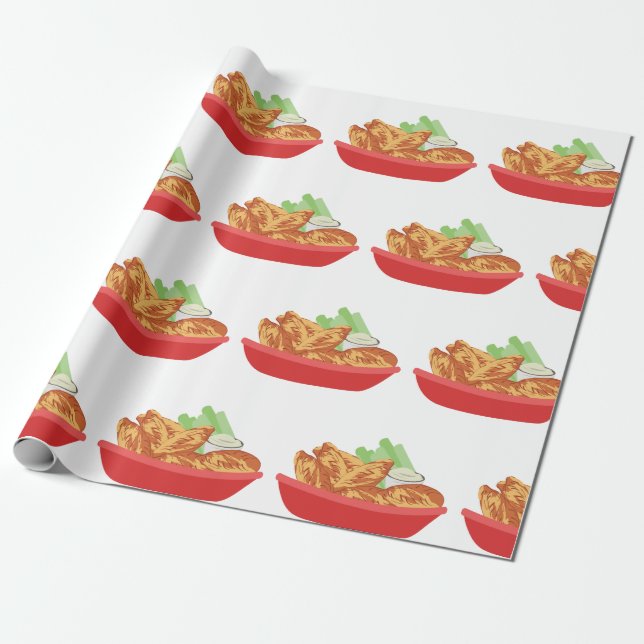 Chicken Wings Wrapping Paper (Unrolled)