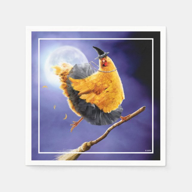 Chicken Witch on Broomstick Napkin (Front)