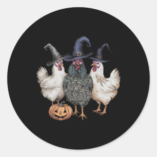 Chicken Witches Funny Halloween Spooky Season Chic Classic Round Sticker