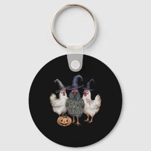 Chicken Witches Funny Halloween Spooky Season Chic Key Ring