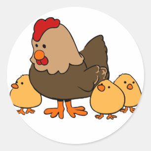 Chicken with Baby Chicks Sticker