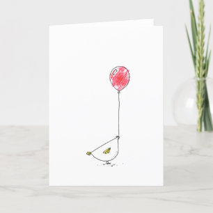 Chicken with balloon Sketch Folded Thank You Card