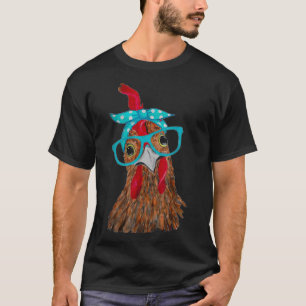 Chicken with bandana headband and glasses cute (2 T-Shirt