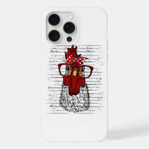 Chicken with bandanna headband and glasses cute iPhone 15 pro max case