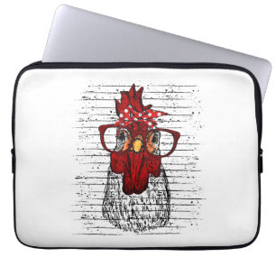 Chicken with bandanna headband and glasses cute laptop sleeve