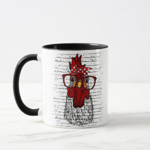 Chicken with bandanna headband and glasses cute mug