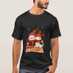 Chicken with Boo Halloween Thanksgiving Fall Leave T-Shirt