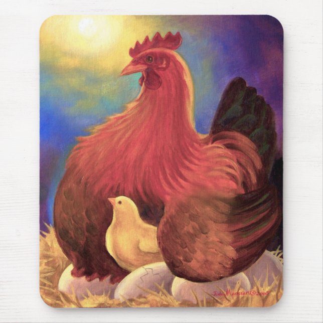 Chicken with Chick Farm Art - Multi Mouse Mat (Front)