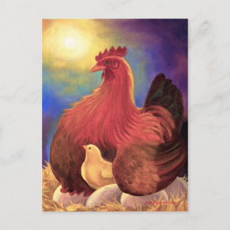 Chicken with Chick Farm Art - Multi Postcard