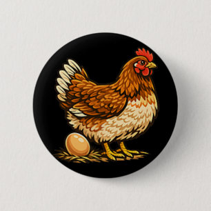 Chicken With Egg Design Chicken Holder Hen Farm Gi 6 Cm Round Badge