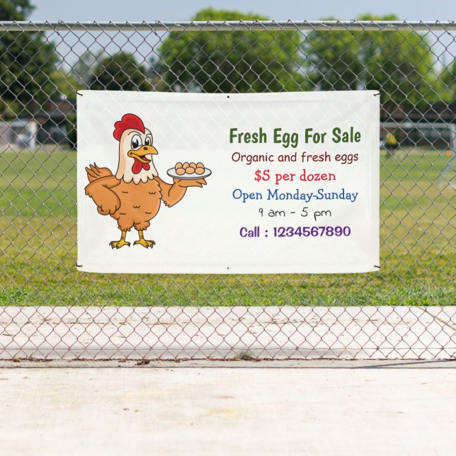 Chicken with eggs cartoon fresh egg sign for sale (Insitu)