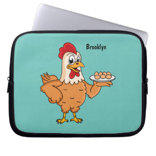 Chicken with eggs on plate cartoon laptop sleeve