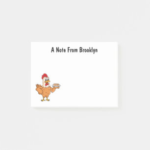 Chicken with eggs on plate cartoon post-it notes