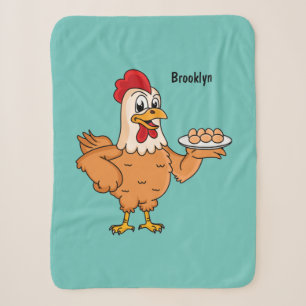 Chicken with eggs on plate cartoon sherpa blanket
