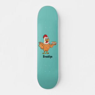 Chicken with eggs on plate cartoon skateboard