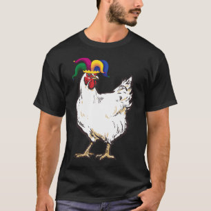 Chicken With Jester Hat Mardi Gras Costume T-Shirt