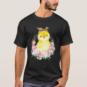 Chicken With Leopard Headband Flower Cute Chicken T-Shirt