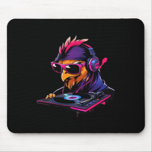 Chicken With Sungles And Headphones As Dj Mouse Mat