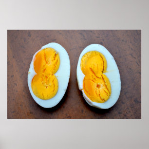 chicken with two egg yolks, poster